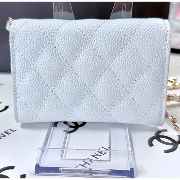 Chanel White GWP Luxury CC Logo Wallet Coin Purse Gold Hardware Cosmetic Bag - Picture 6 of 10
